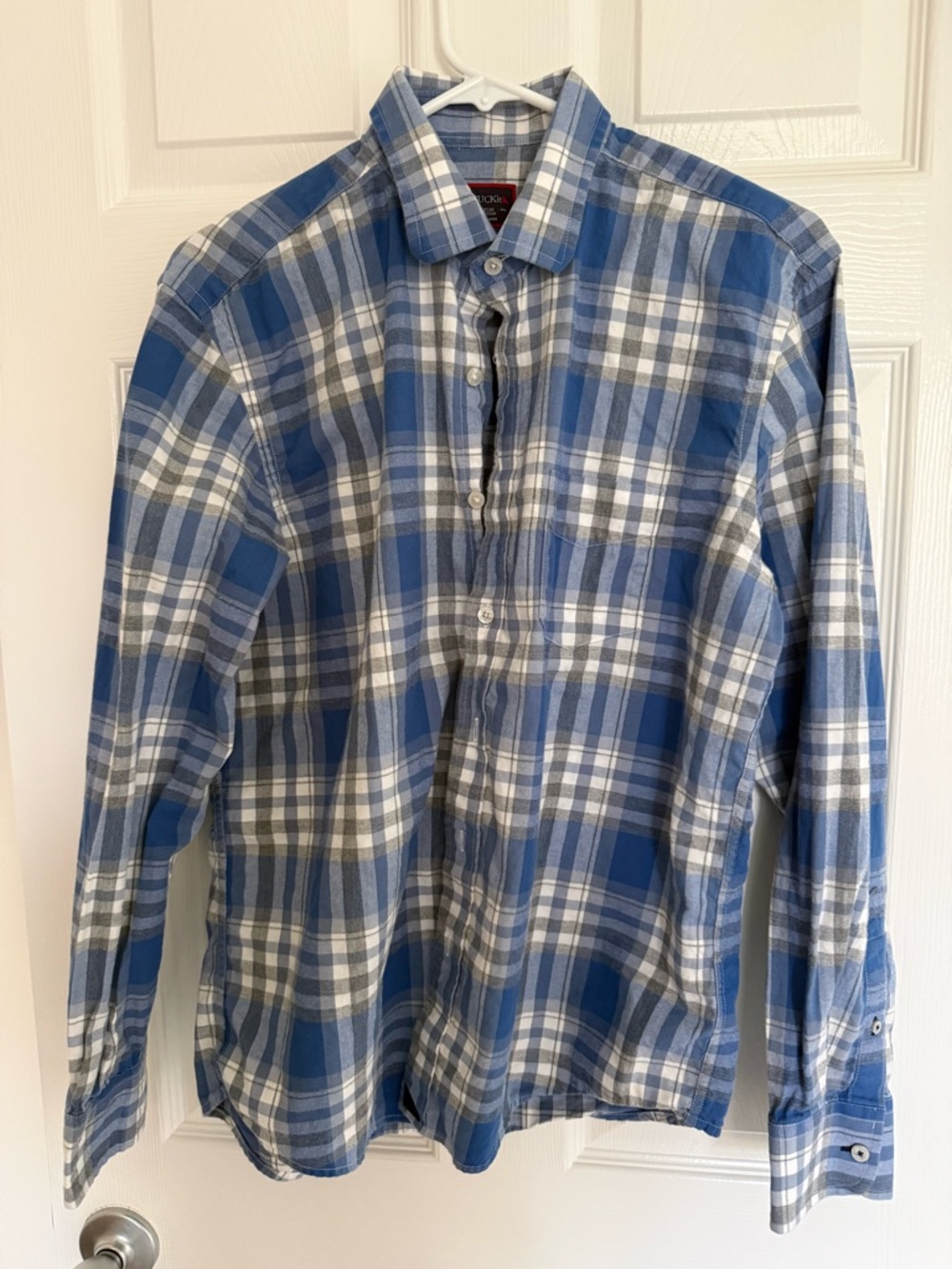 UNTUCKIT - Blue and White Plaid Button-Up Shirt